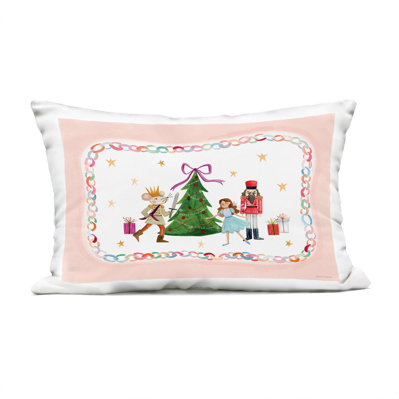 Stupell Industries Festive Characters & Christmas Tree Outdoor Printed Pillow, design by Rachel Nieman, 14 x 7 x 20